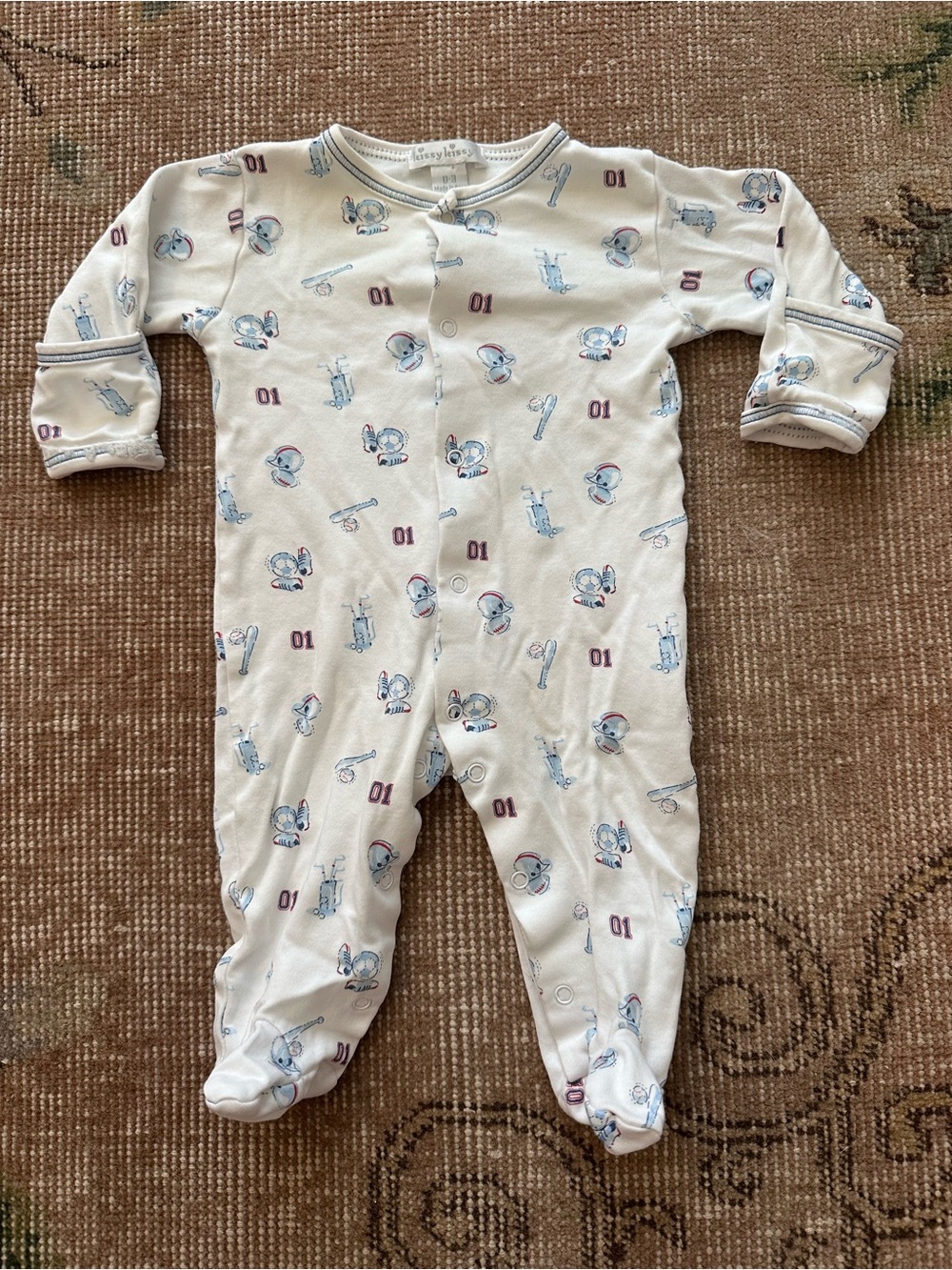 Kissy Kissy Baby Boy Pima Cotton Sports Football Footie Pajamas 0-3M